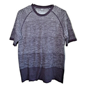 Zella Textured T-Shirt Men's‎ Small Gray Purple Ombre Stretch Short Sleeve